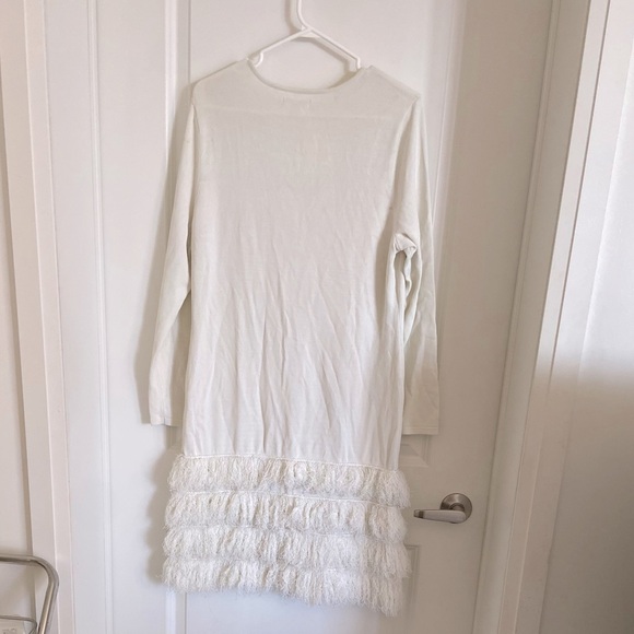 White   Calvin Klein stretchy fringy dress - Picture 4 of 5